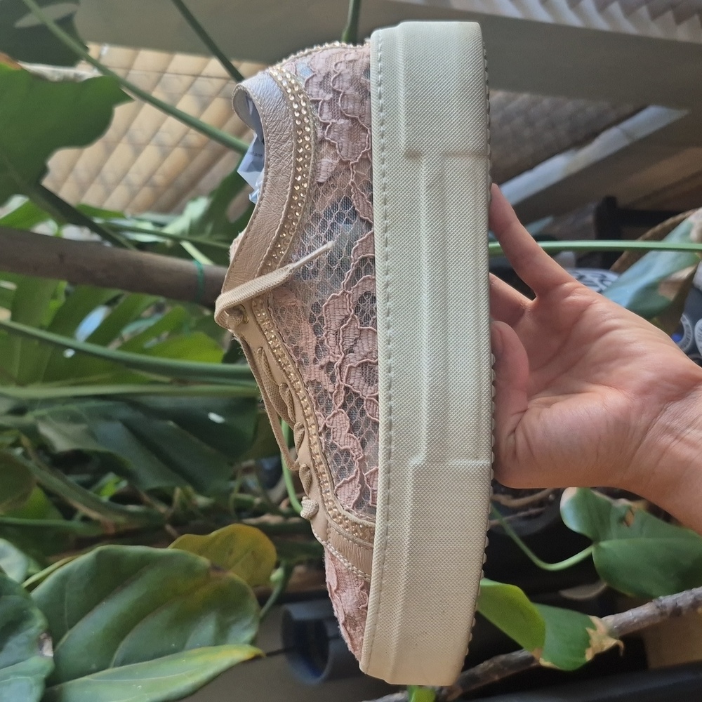 Baldinini Blush Pink Lace Platform Sneakers - Picture 5 of 11